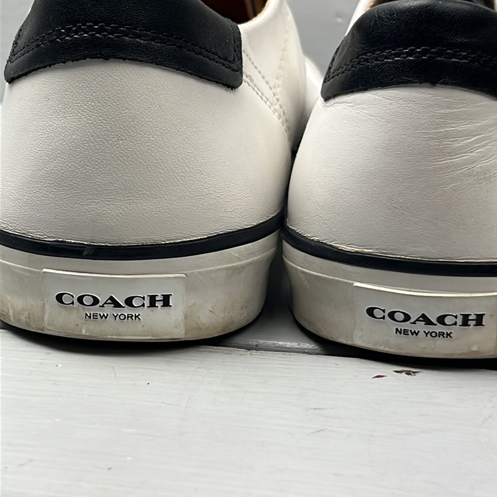 Men’s Coach Perkins White/Black Leather Lo Top Tennis Shoe Size 9.5 FG1056 - Picture 6 of 9